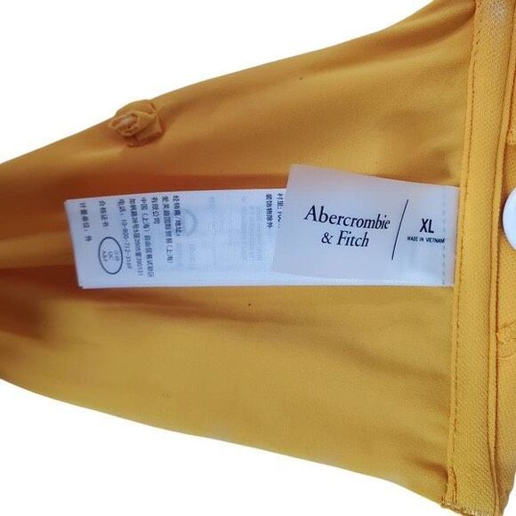 Abercrombie Yellow Ribbed Knot Bandeau Bikini Set XL Top L High Cheeky Bottom - Picture 11 of 16